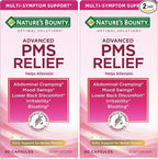Nature's Bounty Optimal Solutions Advanced PMS Relief for Menstrual Cycle Support, PMS Support Supplement for Women, Bloating Relief – Chasteberry, Hormone-Free, 60 Vegetarian Capsules (Pack of 2)