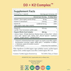 PURE SYNERGY D3 + K2 Complex | Vegan Vitamin D3 K2 Complex | Organic D3 Supplement with Vitamin K2 and K1 Plus Organic Whole Foods | Supports Bone, Brain, and Immune Health (60 Capsules)