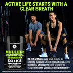 Mullein Gummies for Lung Support with Chlorophyll Magnesium, Vitamin D3 5000 IU & Vitamin K2 100 MCG - Mullein with Chlorophyll Gummies for Lung, Bone, & Immune Support – Vegan, Non-GMO, Gluten-Free