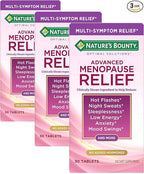 Nature's Bounty Optimal Solutions Advanced Menopause Relief, Menopause Supplement for Women Featuring Siberian Rhubarb, Hotflash Relief, No Added Hormones, Drug-Free, 30 Tablets, 30 Total Servings