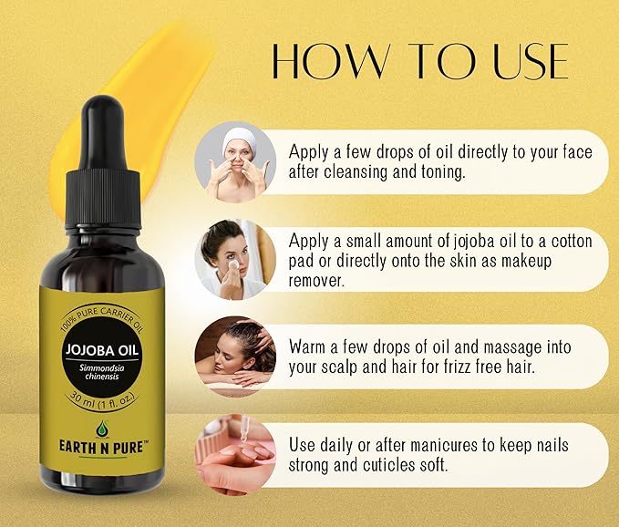 Earth N Pure Jojoba Oil Cold Pressed Natural and Therapeutic Grade for Skin & Hair 30 ml
