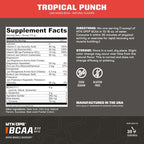 MTN OPS BCAA Powder 2:1:1 Amino Acids Supplement Powder for Rapid Muscle Recovery & Repair with Zero Sugar & Gluten Free - 30-Servings, Tropical Punch, Cameron Hanes Keep Hammering Series