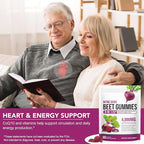 Super Beet Root Gummies, Beet root capsules for Blood Pressure, Heart Health, 8 in 1 Beetroot 4,000mg with Grape Seed Extract & CoQ10, 90 Count, Healthy Energy Supplement with Elite Ingredients