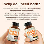 Boswellia Turmeric Curcumin Supplement + MSM 2000mg Bundle – Supports Joint Health & Aids Inflammatory Response – with Ginger Root, Organic Turmeric Powder & Curcumin with Black Pepper (BioPerine)