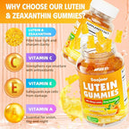 Lutein & Zeaxanthin Gummies - Eye Vitamin Supplement with 40mg Lutein & 8mg Zeaxanthin to Support Macular, Vision & Overall Eye Health, Naturally Orange Flavor, 120 Count