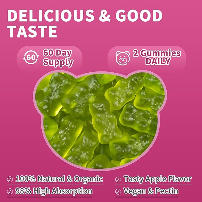 Cortisol Gummies For Women- Promote Relaxation and Support Mood- Natural Ingredients with Ashwagandha, Rhodiola Rosea, etc. Cortisol Manager Gummies for Adrenal Support,Vegan,Apple Flavor,120 Count