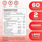 Apple Cider Vinegar Gummies with Vitamins - Delicious Apple Flavor for Women's Health, Metabolism Support & Digestive Wellness, 1000mg ACV with B12, B6, Folic Acid, 120 Vegan Gummies