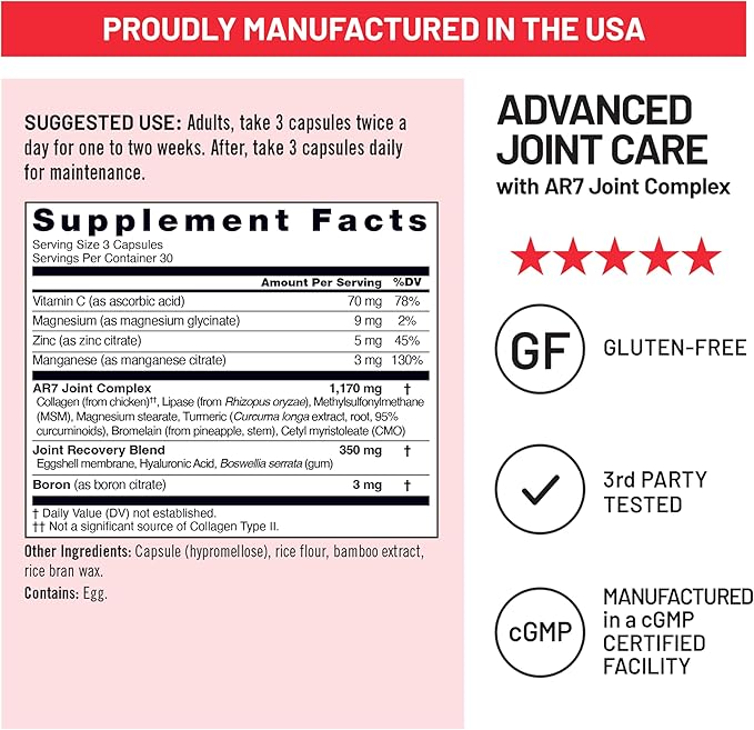 NatureWise Advanced Joint Supplement with Clinically Tested AR7 Joint Complex Ingredient - Comfort & Flexibility Support - Non-GMO, USA Manufactured - 90 Capsules[30-Day Supply]