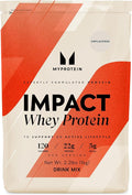 Myprotein Impact Whey Protein Powder, 2.2 Lbs (33 Servings) Unflavored, 22g Protein & 5g BCAA Per Serving, Protein Shake for Superior Performance, Muscle Strength & Recovery, Gluten Free