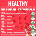 Magnesium Glycinate Gummies 2500mg - Sugar Free Magnesium Potassium Supplement with Vitamin D, B6, CoQ10 for Calm Mood & Sleep Support - 90 Strawberry Gummies