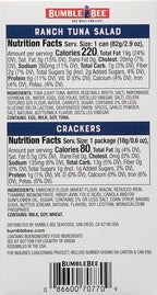 Bumble Bee Snack On The Run! Protein Snack Pack - 7g Protein per Box - Ranch Tuna Salad with Crackers Kit - Ready to Eat Easy-Open Can - Wild Caught MSC-Certified Tuna (Pack of 1)