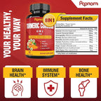 Turmeric Curcumin Extract Capsules - 90 Counts 3 Month Supply - Blended Ashwagandha, Moringa, Ginger & More - Immunity, Joint, Digestive & Wellness Support