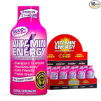 Vitamin Energy Mood+ Extra Strength Energy Shot Tropical Berry 10 Pack, 260mg Natural Caffeine, B-Vitamins, Rhodiola, Chamomile, Mood & Energy Support, Zero Sugar, Gluten-Free, Vegan, 1.93 fl oz