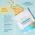 WONDERCOW Colostrum Gummies for Gut Health, Immune Support & Wellness | Natural IgG Whole Bovine Colostrum Supplement, 1,000mg per Serving (15 Gummies (5 Servings), Vanilla Cream)