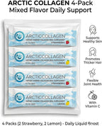 8000mg Liquid Marine Peptides | Hydrolyzed Arctic Collagen for Skin, Hair & Joints | 4-Pack Variety: Strawberry & Lemon (Sugar-Free)