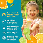 Barlean's Omega Pals Lipsmackin' Citrus Flavored Omega-3 for Kids, Yummy Children's Liquid Fish Oil Supplement with 750 mg of EPA & DHA for Brain & Eye Health, 8 oz, 2 Pack