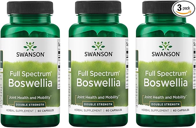Swanson Double Strength Boswellia Serrata Ayurvedic Joint Supplement for Active Adults Seeking Flexibility and Mobility Support - 800 mg (60 Capsules, 3 Pack)