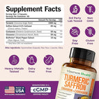Saffron Supplements – 89mg Saffron Extract, 1000mg Turmeric Curcumin, Ceylon Cinnamon & Cardamom – Daily Mood, Joint & Metabolic Support – Joint Supplements for Women & Men – 180 Capsules