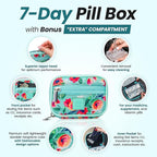 Made Easy Kit Pill Case for Everyday and Travel - 7-Day Weekly Medicine Supplement Vitamin Organizer Sorter Tracker - Neoprene Bag with Pockets - Compact Portable 8 Compartments (Teal)