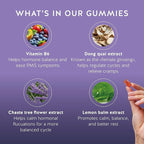PMS Support Supplement for Women. Menstrual Relief Gummies to Target Hormonal Breakouts, Bloating, Period Cramps, & Mood Swings. Vegan, with Vitamin B6 & Lemon Balm, 60 Gummies