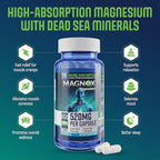 MAGNOX® 520 | Magnesium Supplement 520mg of High Absorption Magnesium for Men & Women with Dead Sea Minerals | 3X More Absorption | Patented Formula | Fast Sleep & Muscle Pain Relief (60 Vegan Caps)