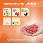 VITA GLOBE Magnesium Citrate Gummies 70mg, Relaxation, Muscle Recovery & Sleep Support, Magnesium Supplement, High Absorption, Vegan, Non-GMO, Bone & Energy – 60 Count
