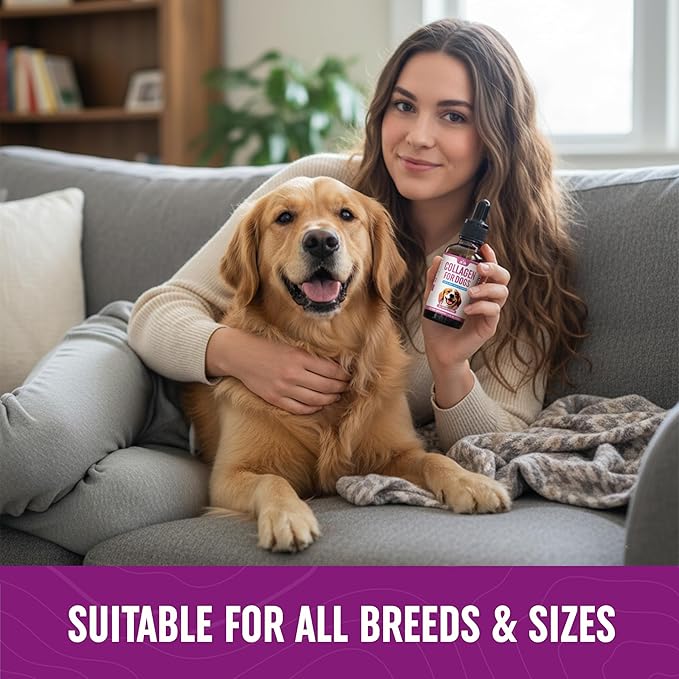 Premium Liquid Collagen for Dogs (120ml) Daily Collagen Dogs Supplement Drops with Types I, II & III & Hyaluronic Acid - Dog Supplement for Joints and Digestive Health - All Breeds & Sizes - USA Made