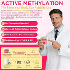 Methyl B12 5000mcg & L-Methylfolate Gummies + P5P for Women Men - Active 5-MTHF & Methylted B Complex Adult Supplement + B2 B6, Omega 3, Choline,TMG for Cellular Energy, Cognition, MTHFR Gene, 120Cts
