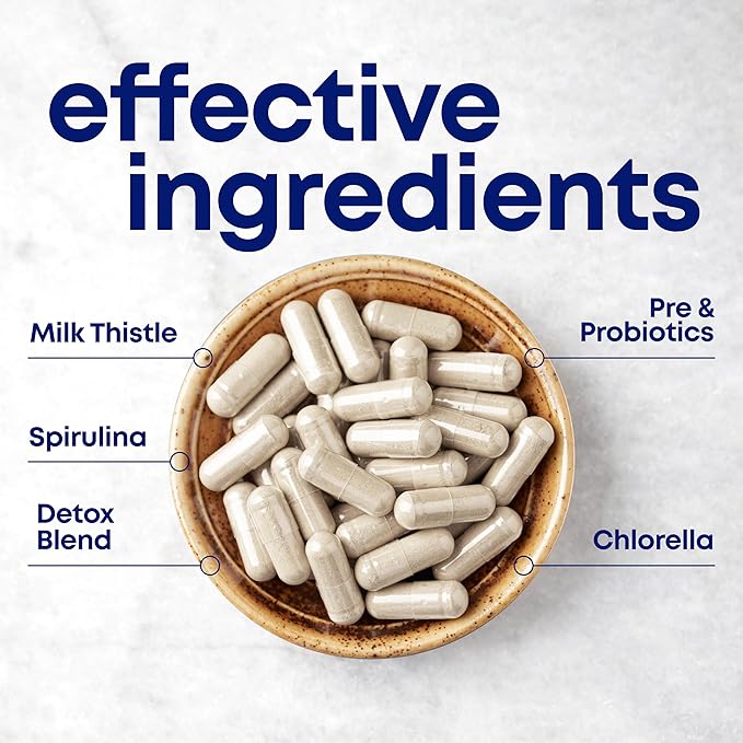 her own Cleanse, Gentle Detox, Supports Healthy Gut, Ocean Algae Cleanse, Prebiotic/Probiotic Blend, Cleansing Herbal Blend, Gluten and Soy Free, Vegan, 60 Capsules, 30 Servings, Multicolor