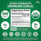 Zazzee USDA Organic Odorless Garlic 20:1 Extract, 1% Allicin, 100 Vegan Capsules, 3+ Month Supply, Allium Sativum, Immune, Circulation & Heart Health Support, All-Natural, Non-GMO, Made in the USA