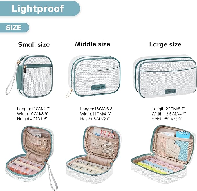 Weekly Travel Pill Organizer 3 Times A Day Pill Case for Purse with Removable 7 Day Pill Box Holder,Cute Medication Organizer Pill Container for Medicine, Vitamin, Fish Oils,Supplement(Teal, Large)