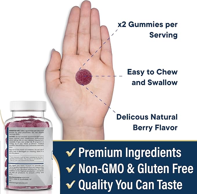 NEW AGE Zinc Gummies - 50mg Zinc Supplement, Immune Supplement, Antioxidant, Non-GMO (60 Count (Pack of 1))