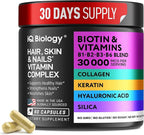 Biotin for Hair Growth Women & Men with Keratin, Collagen Complex 30000 mcg – Capsules for Hair Loss & Stronger Thickness – Skin & Nails Vitamins, Biotin 10000mcg and Collagen Supplements - 60 Pills