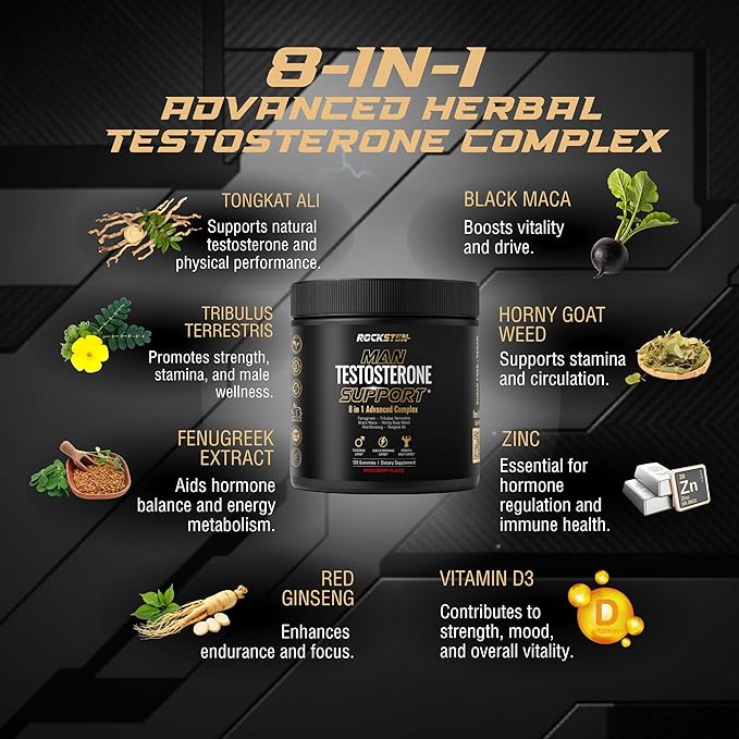Testosterone Booster Gummies for Men - Enhancement Chews to Boost Testosterone for Energy Stamina Performance & Workout Support - Male Health Enhancing Supplement for Libido & Muscle Growth