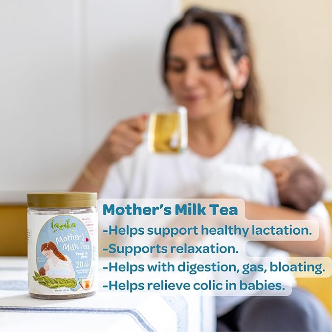 Lazika Lactation Tea, Breastfeeding and Lactation Support Tea, 20 Pyramid Teabags, Lactation Supplement, Increase Breastmilk Production, Fennel Anis and Caraway Fruit
