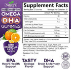 Omega 3 Fish Oil Gummies - Triple Strength Omega3 Gummy - DHA & EPA Fatty Acids for Heart Health, Joint & Brain Support, Nature's High Absorption Omega Fish Oil Supplement, Orange Flavor- 60 Gummies