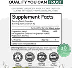 Wild Foods 3 in 1 Magnesium Glycinate L Theanine for Calm Sleep & Muscle Relaxation - Glycinate, Malate, Taurate - 100% Natural Magnesium Complex for Women and Men - 60 Capsules
