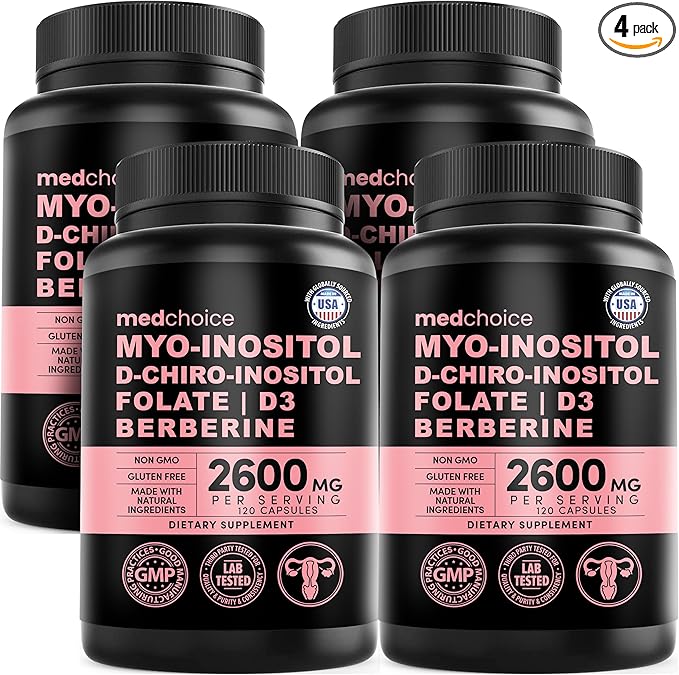 14-in-1 Women’s Inositol Complex Supplement – 40:1 Myo & D-Chiro Inositol with Folate, Vitamin D3, Zinc, Magnesium & Botanicals for Hormone & Feminine Wellness Support – (120 Capsules) (Pack of 4)