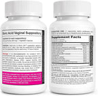NutraBlast Boric Acid Suppositories 600mg (30 Count) Bundle with Feminine Balance Complex (60 Capsules) | Detox & Cleanse | Supports Healthy Intestinal Flora & Immune System