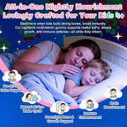 Kids 4+ Nighttime Multivitamin, Melatonin Free Sleep Aid Gummies w/Magnesium Glycinate, Saffron, L-Theanine, Calcium, Inositol, D3+K2, Zinc Supports Calm Mood, Brain, Bone & Immune, Sugar Free, 2 Pack