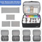 LEFOR·Z Medicine Storage Bag,Double Layers Pill Bottle Organizer Bag Empty with Lockable Zipper&Adjustable Divider,Medication Travel Carrying Bag for Pills,Vitamins,Medical Supplies