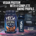 Vega Sport Vegan Protein Powder + Recovery - 30g Plant Based Protein per Serving, Mocha, 19 Servings, 5g BCAAs, Probiotics, NSF Certified, for Shakes & Smoothies, 1.8lbs (Packaging May Vary)