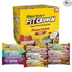 FITCRUNCH Snack Size Protein Bars, 6-Layer Baked Bar, 3g of Sugar, Gluten Free & Soft Cake Core (18 Count, Flavor Lovers)