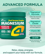 Magnesium Complex for Women – Magnesium for Sleep, Advanced 610mg with Glycinate, Citrate & Vitamin B6 for 3X Absorption + 5-HTP – Supports Sleep, Relaxation, Nerve, Muscle, Bone & Energy Health