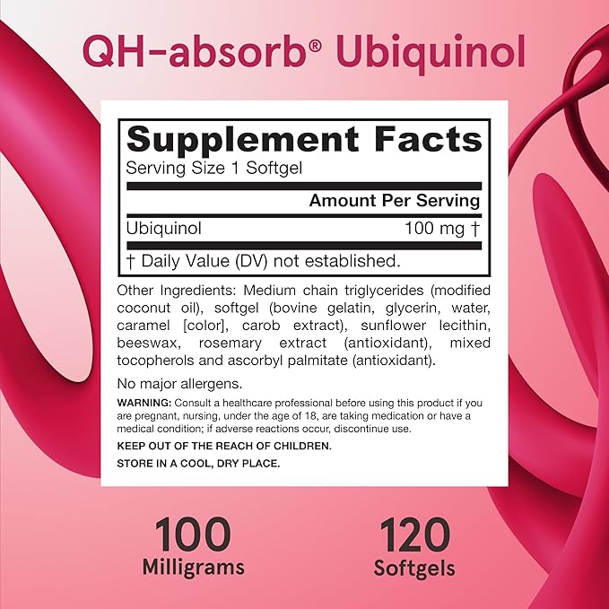 Jarrow Formulas QH-Absorb Ubiquinol 100mg - 120 Softgels - High Absorption & Active Antioxidant Form of Co-Q10 - Supports Mitochondrial Energy Production & Healthy Cardiovascular Function