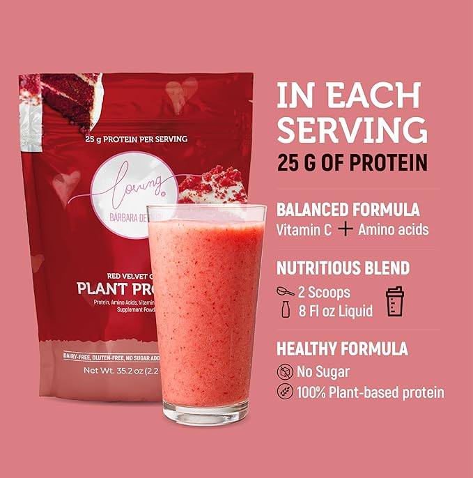 Loving it by Barbara de regil Plant Based Protein red Velvet Cake 26 Servings 2.2 lb
