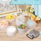 Baderke 2 Pcs Protein Powder Containers with Funnels Stand, 5 and 3 Layers Stackable Powder Supplement Travel Container Formula Organizer Storage Powders Holder for Travel Workout Fitness(White)