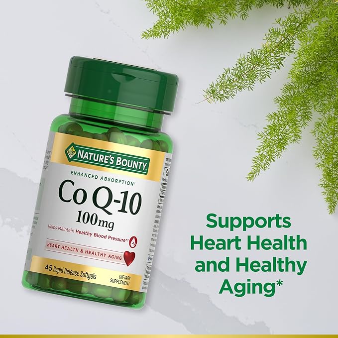Nature's Bounty CoQ10 100mg for Heart Health Support, Non-GMO Q-Sorb Coenzyme Q-10 Antioxidant Support and Cardiovascular Wellness, Dietary Supplement, Rapid Release Softgels, 45 ct (Pack of 2)