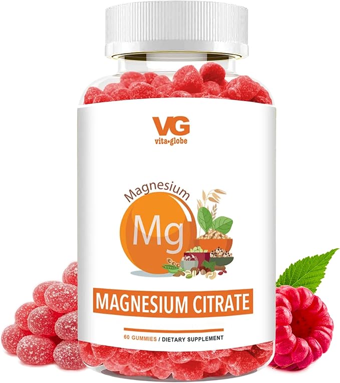 VITA GLOBE Magnesium Citrate Gummies 70mg, Relaxation, Muscle Recovery & Sleep Support, Magnesium Supplement, High Absorption, Vegan, Non-GMO, Bone & Energy – 60 Count