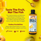Barlean's Omega 3 Fish Oil Liquid Supplement with Vitamin D for Men and Women, 1080mg of EPA and DHA Fatty Acid, Promotes Brain & Heart Health - Non-GMO, Mango Peach, 8 oz